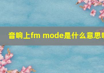 音响上fm mode是什么意思啊